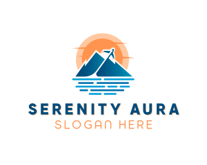 Mountain Airplane Travel  logo design