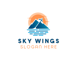 Airplane - Mountain Airplane Travel logo design