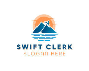 Mountain Airplane Travel  logo design