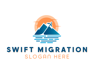 Mountain Airplane Travel  logo design