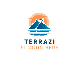 Mountain Airplane Travel  logo design