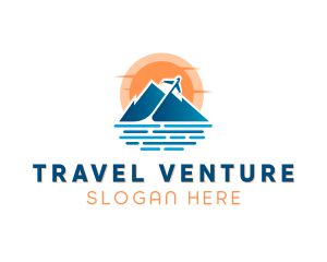 Mountain Airplane Travel  logo design