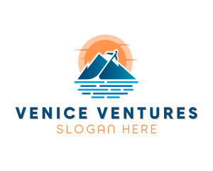 Mountain Airplane Travel  logo design