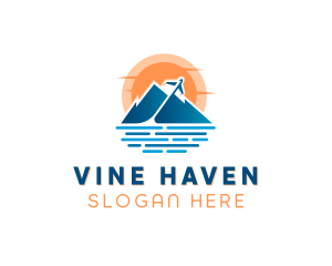 Mountain Airplane Travel  logo design