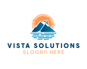 Mountain Airplane Travel  logo design