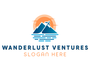 Mountain Airplane Travel  logo design