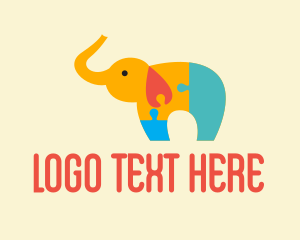 Kindergarten - Colorful Puzzle Elephant logo design
