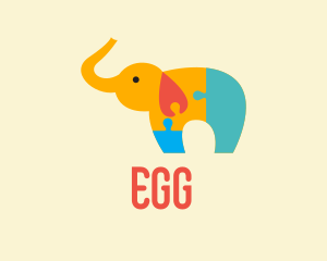 Colorful Puzzle Elephant  Logo