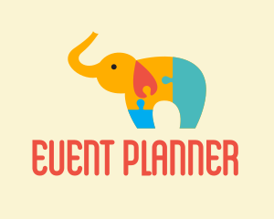 Colorful Puzzle Elephant  Logo