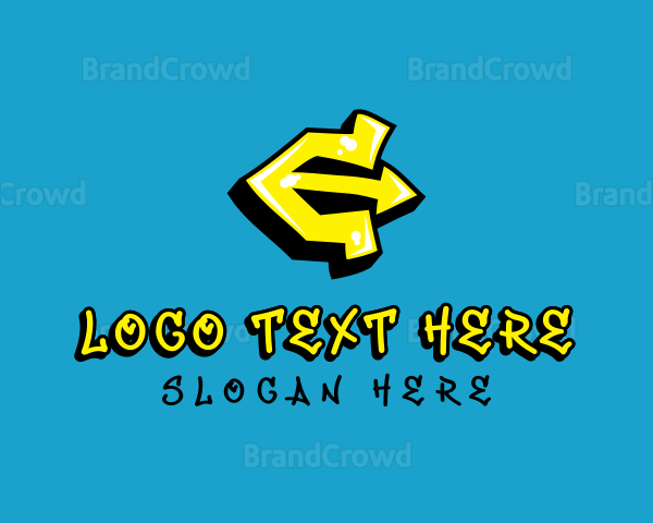 Yellow Graffiti Letter E Logo