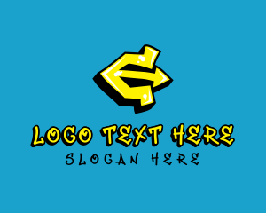 Hip Hop Label - Yellow Graffiti Letter E logo design