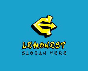 Yellow Graffiti Letter E  Logo