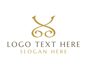 Beauty Salon - Golden Luxury Letter X logo design