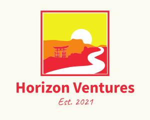 Horizon - Asian Sunset Stamp logo design