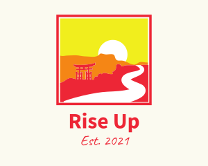 Asian Sunset Stamp  logo design