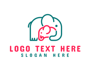 Zoo - Elephant Mother Love logo design