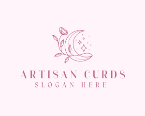 Boho Flower Crescent logo design