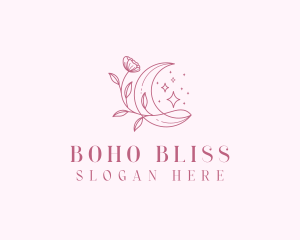 Boho Flower Crescent logo design