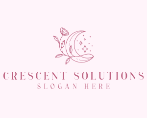 Boho Flower Crescent logo design