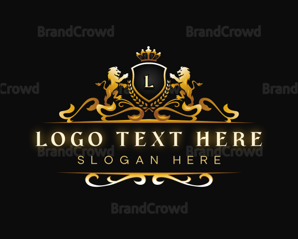 Luxury Lion Crown Shield Logo