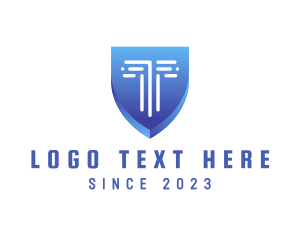 Blue - Tech Security Business Letter T logo design