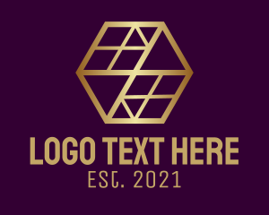 Interior - Gold Hexagon Interior logo design