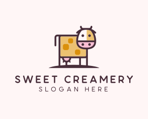 Cute Cow Milk logo design