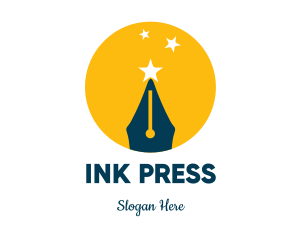 Press - Pen Nib Stars logo design
