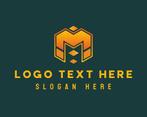 Modern Hexagon Cube Letter M logo design