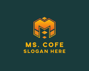 Modern Hexagon Cube Letter M logo design