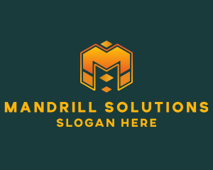 Modern Hexagon Cube Letter M logo design