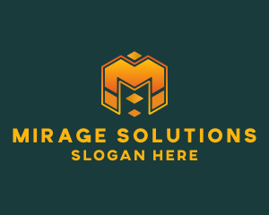 Modern Hexagon Cube Letter M logo design