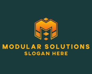 Modern Hexagon Cube Letter M logo design