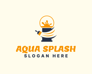 Paint Bucket Brush Splash logo design