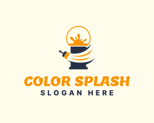 Paint Bucket Brush Splash logo design