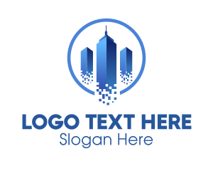 Buildings - Pixel Blue Buildings logo design