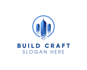 Pixel Square Buildings logo design