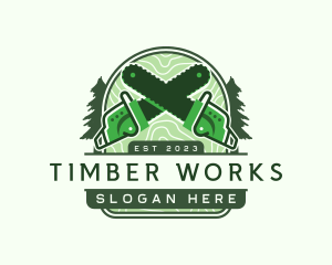 Timber Chainsaw Lumberjack logo design