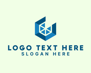 Geometric Hexagon Slice logo design