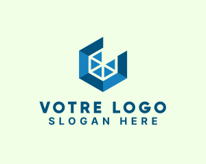 Geometric Hexagon Slice Logo