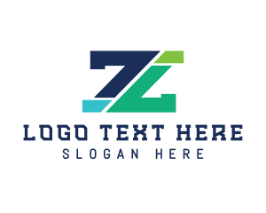 Blue And Green - Modern Edgy Letter Z logo design