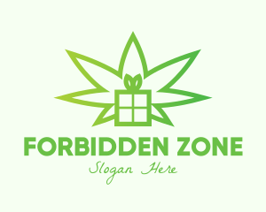 Green Cannabis Gift  logo design