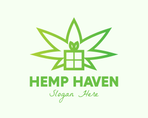 Green Cannabis Gift  logo design