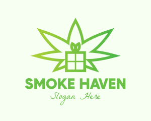 Green Cannabis Gift  logo design