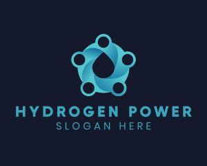 Hydrogen - Water Droplet Circles logo design