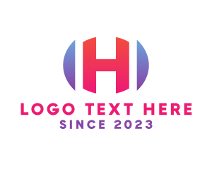 Alphabet - Minimalist H Badge logo design