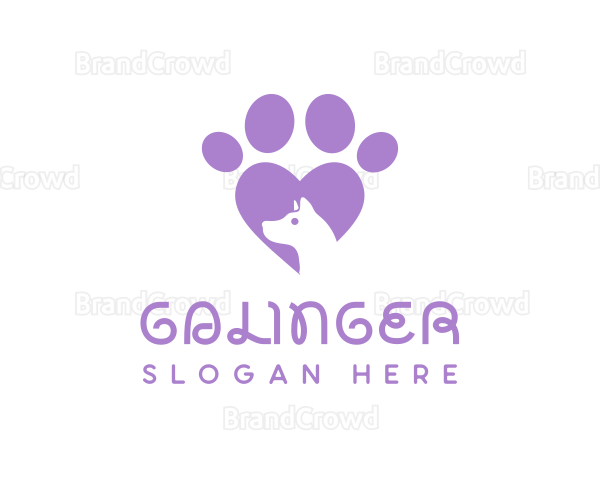 Paw Heart Dog Logo