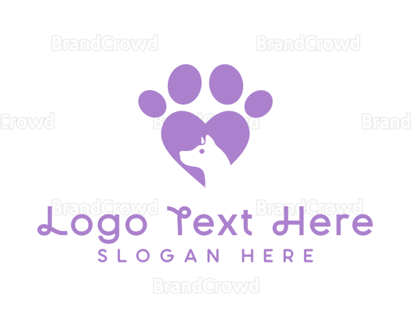 Paw Heart Dog Logo