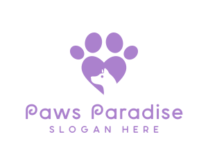 Paw Heart Dog logo design