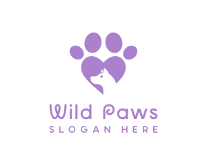 Paw Heart Dog logo design